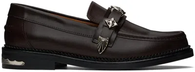 Toga Ssense Exclusive Brown Metal Loafers In Chocolate Brown