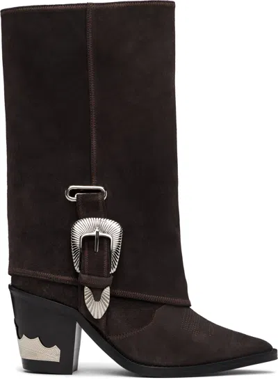Toga Ssense Exclusive Brown Western Style Boots In Chocolate Brown
