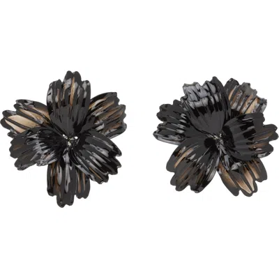 Toga Ssense Exclusive Runway Flower Earrings In 26 Black