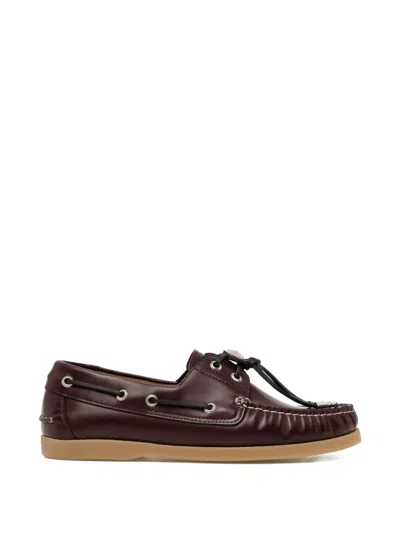 Toga Stitched Leather Loafers In Red