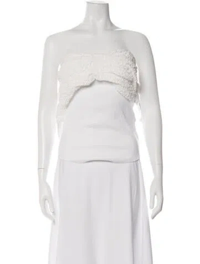 Pre-owned Toga Strapless Crop Top In White