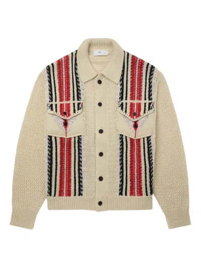 Toga Stripe-panel Pocket Cardigan In Neutral