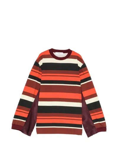 Toga Striped Panelled T-shirt In Orange