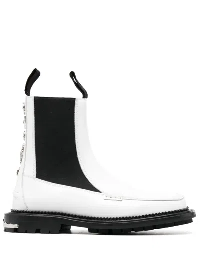 Toga Stud-embellished Leather Ankle Boots In White