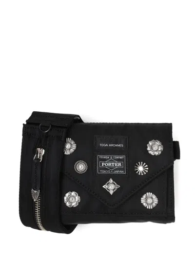 Toga Stud-embellished Messenger Bag In Black