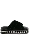 Toga Stud-embellished Velvet Slides In Green