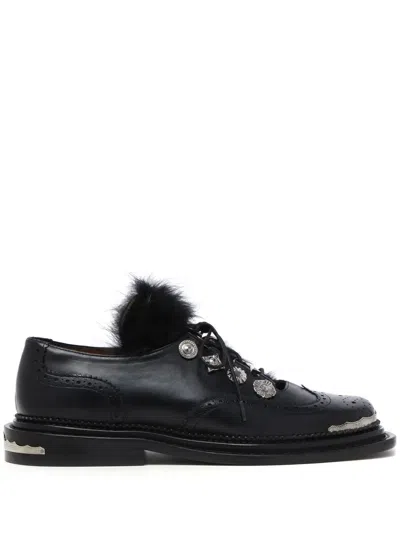 Toga Studded Leather Brogues In Black