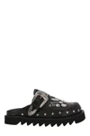 Toga Studded Leather Mules In Black