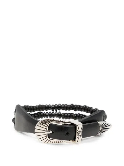 Toga Stud-embellished Leather Bracelets In Black