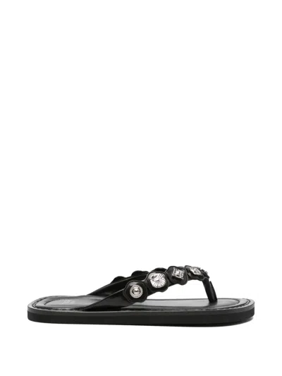Toga Stud-embellishment Leather Sandals In Black