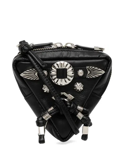 Toga Studs Leather Crossbody Bag In Black