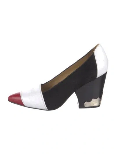 Pre-owned Toga Suede Colorblock Pattern Pumps In Black