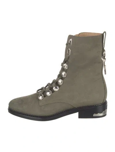 Pre-owned Toga Suede Lace-up Boots In Green