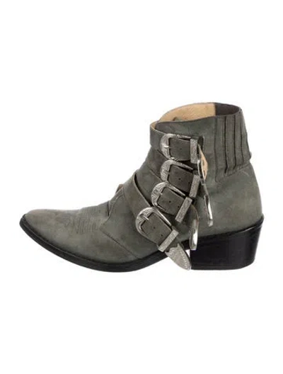 Pre-owned Toga Suede Western Boots In Green