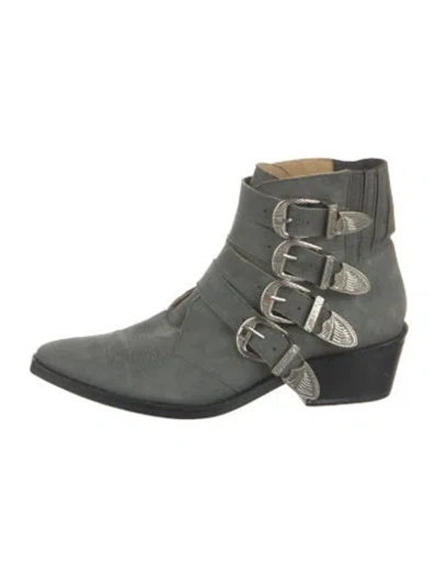 Pre-owned Toga Suede Western Boots In Green