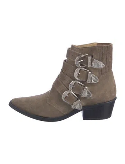 Pre-owned Toga Suede Western Boots In Neutrals