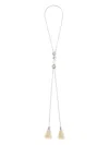 Toga Tassel-embellished Flower-bead Necklace In White