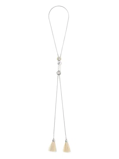 Toga Tassel-embellished Flower-bead Necklace In White