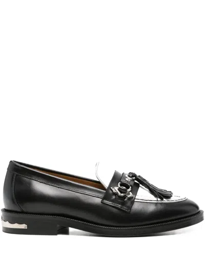 Toga Tassel-embellished Leather Loafers In Black