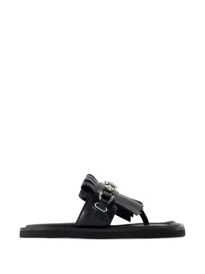 Toga Tassel-detail Square-toe Sandals In Black
