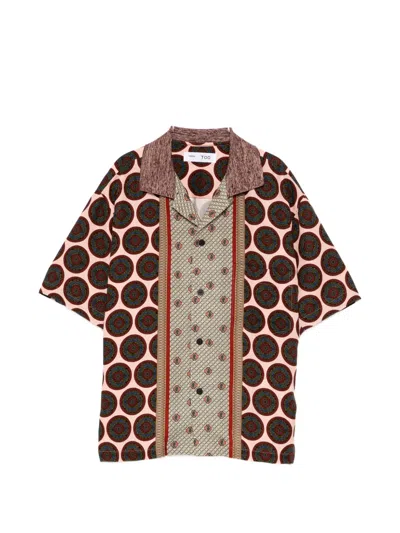 Toga Too Printed Short-sleeves Shirt In Brown