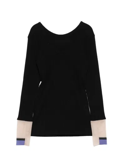 Toga Too Ribbed Long-sleeves Sweater In Black