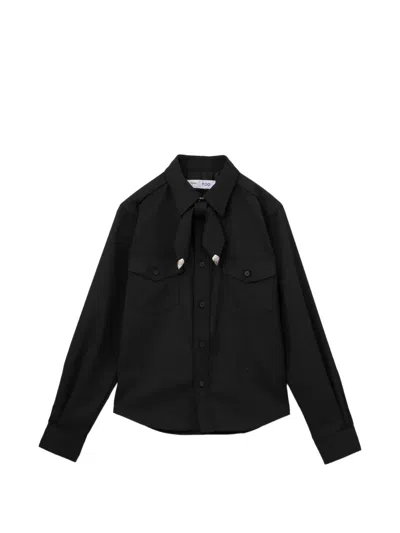 Toga Twill Ribbon Shirt In Black