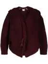 Toga V-neck Chunky-knit Cardigan In Red