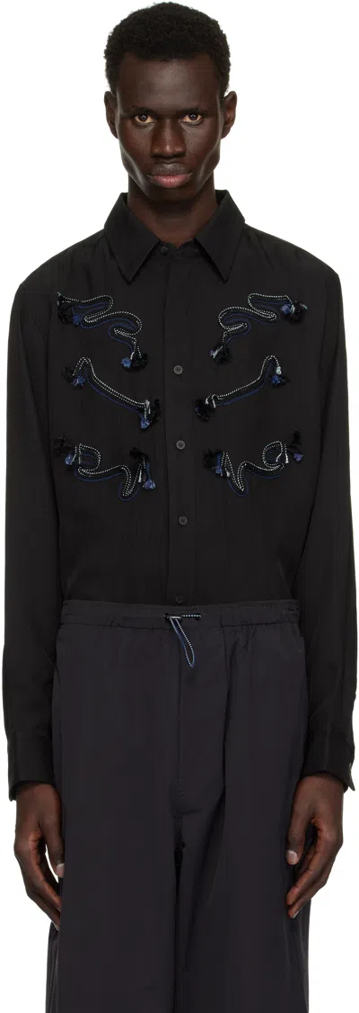 Toga Virilis Black Acetate Twill Shirt