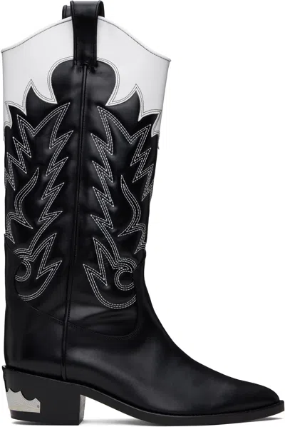 Toga Virilis Black & White Leather Tall Boots