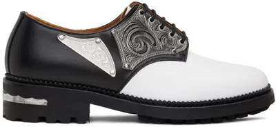 Toga Virilis Black & White Metal Plate Oxfords In Black/white