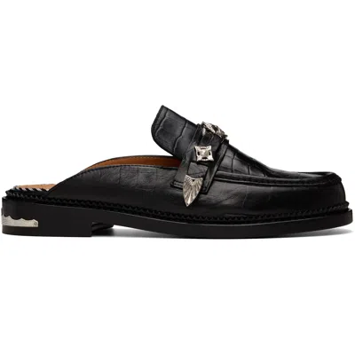 Toga Virilis Crocodile-embossed Mules In Black