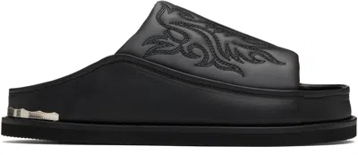 Toga Virilis Black Embroidered Sandals