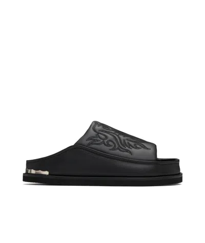 Toga Virilis Black Embroidered Sandals