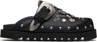Toga Virilis Black Eyelet Metal Sabot Loafers