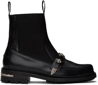 Toga Virilis Black Graphic Hardware Chelsea Boots