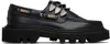 Toga Virilis Black Hard Leather Boat Shoes In Black