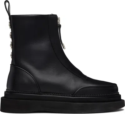 TOGA VIRILIS BLACK LEATHER AJ1430 ZIP-UP BOOTS