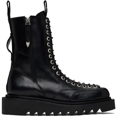 Toga Virilis Black Leather Boots In Black 16363