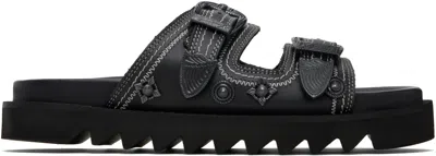 Toga Virilis Black Leather Sandals