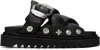 Toga Virilis Black Padded Leather Sandals In Black
