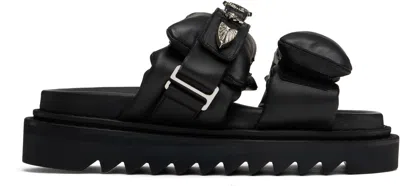 Toga Virilis Black Padded Leather Sandals