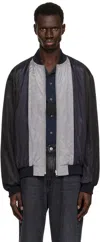 Toga Virilis Black Polyester Cotton Taffeta Reversible Bomber Jacket In Black