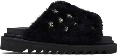 Toga Virilis Black Shearling Sandals