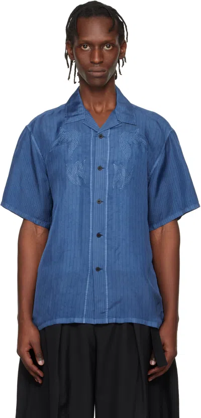 Toga Virilis Blue Cupra Stripe Short-sleeved Shirt
