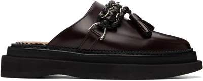 Toga Virilis Brown Hard Leather Slip-on Loafers In Black