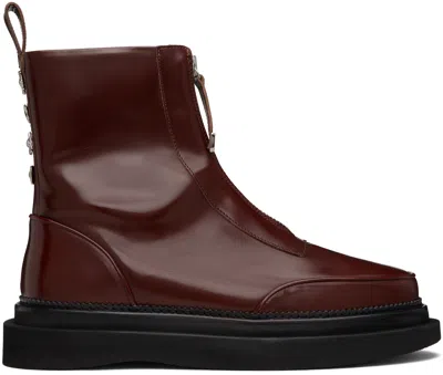 Toga Virilis Brown Leather Aj1430 Zip-up Boots
