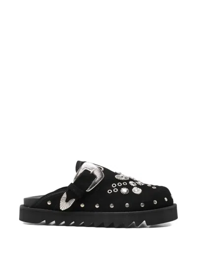Toga Virilis Ssense Exclusive Black Eyelet Metal Sabot Slip-on Loafers