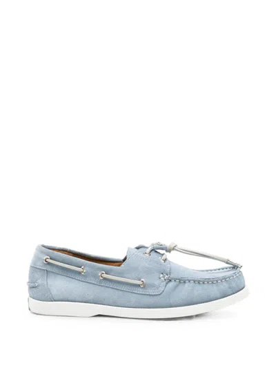 Toga Virilis Embellished Suede Boat Shoes In Blue