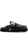 Toga Virilis Ssense Exclusive Green Eyelet Metal Sabot Slip-on Loafers In Green